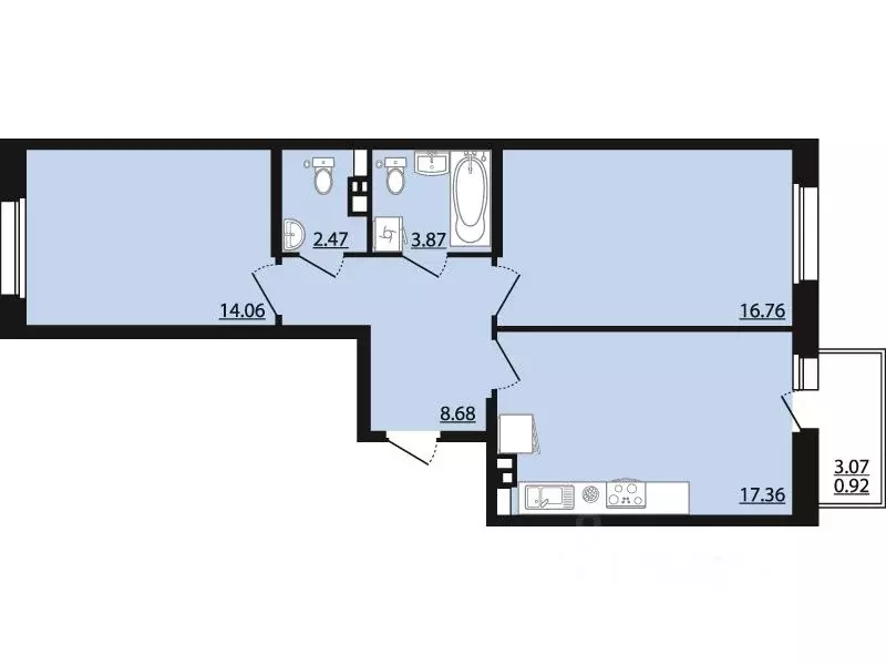 2-к кв. Воронежская область, Рамонский район, Яменское с/пос, пос. ... - Фото 1