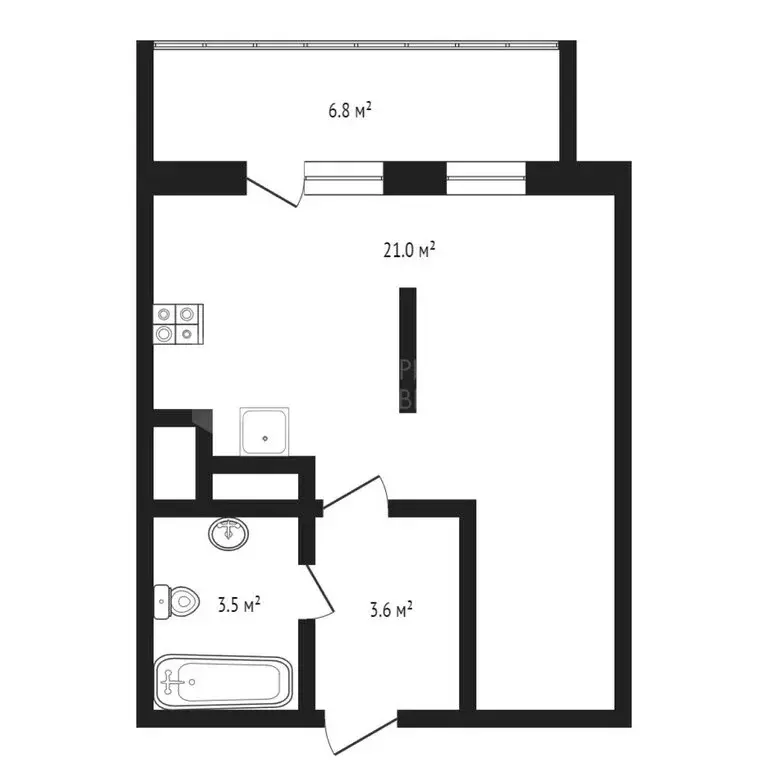 Квартира-студия: деревня Патрушева, улица Александра Пушкина, 8В (34.8 ... - Фото 1