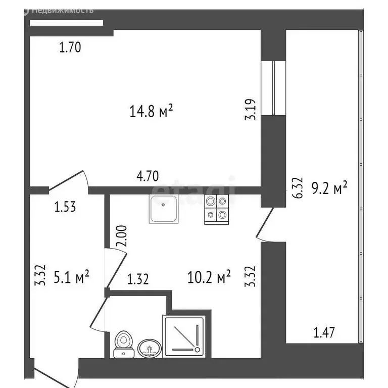 1-комнатная квартира: Калининград, Октябрьская улица, 3 (33 м) - Фото 0