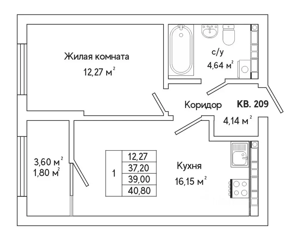 1-к кв. Свердловская область, Екатеринбург ул. Яскина, 14/3 (40.5 м) - Фото 1