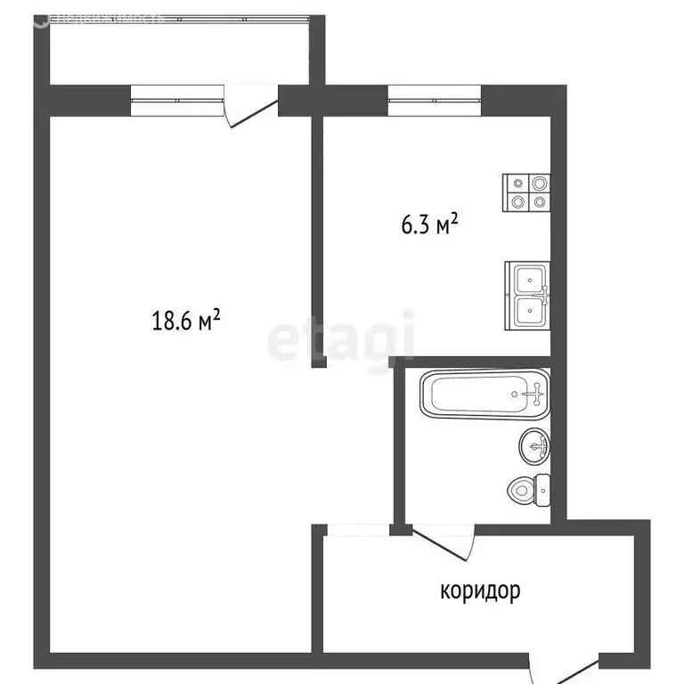 1-комнатная квартира: 5-й микрорайон, 36 (30 м) - Фото 1