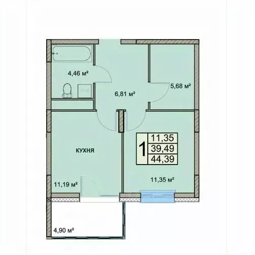 1-к кв. Ярославская область, Ярославль Чернопрудная ул., 41 (44.39 м) - Фото 1