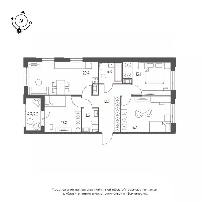 3-к кв. Омская область, Омск Зеленая река мкр, 14 (83.5 м) - Фото 0