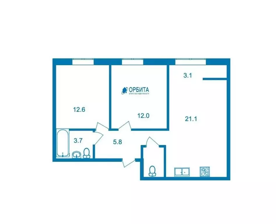 2-комнатная квартира: микрорайон Мелиораторов, улица Голышева, 6Ак2 ... - Фото 1