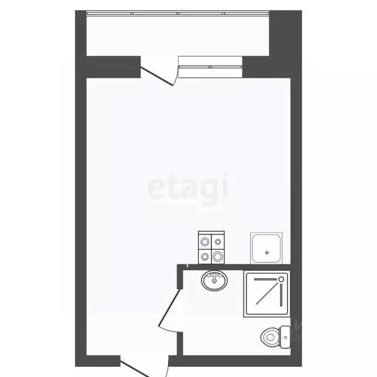 Студия Тюменская область, Тюмень Полевая ул., 109к1 (24.4 м) - Фото 1