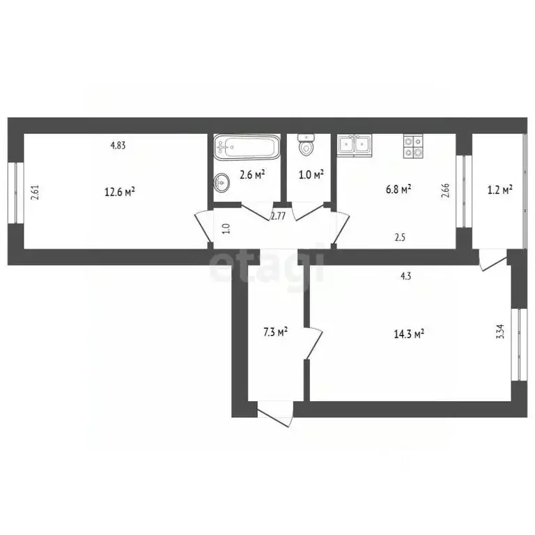 2-к кв. Мордовия, Чамзинка рп ул. Республиканская, 13А (45.8 м) - Фото 2