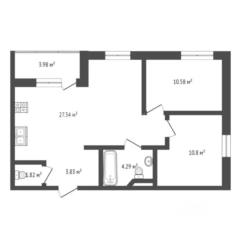 2-к кв. Тюменская область, Тюменский муниципальный округ, д. Патрушева ... - Фото 2