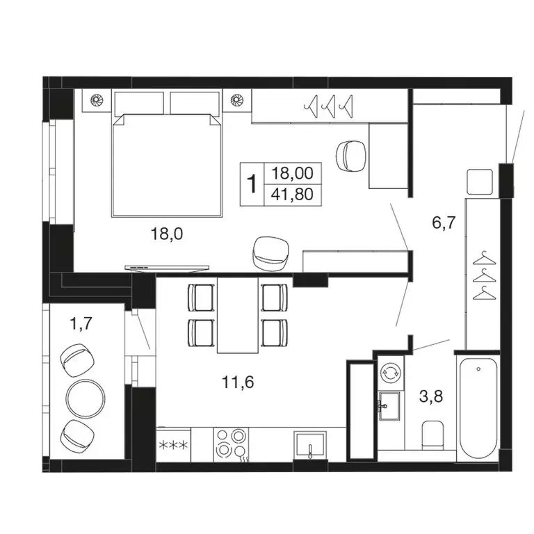 1-комнатная квартира: Апрелевка, жилой комплекс Времена Года, к2 (41.8 ... - Фото 1