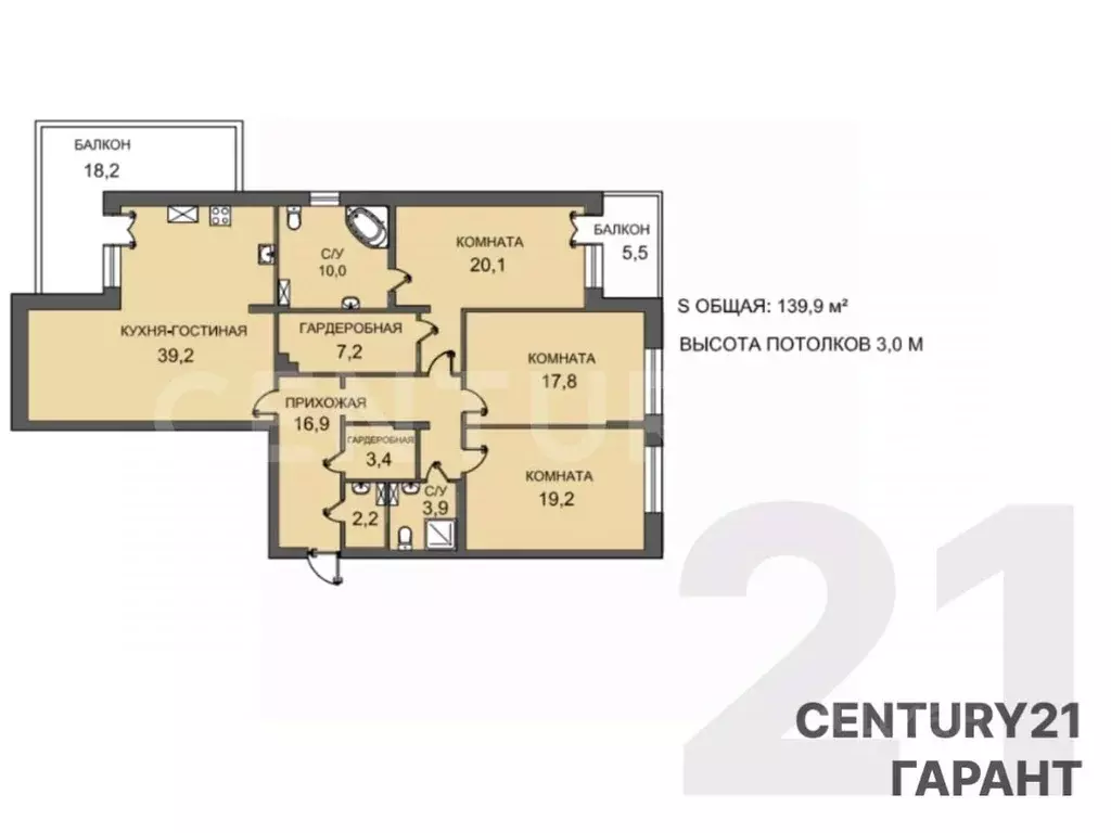 3-к кв. Санкт-Петербург Петергофское ш., 43к1 (139.9 м) - Фото 1