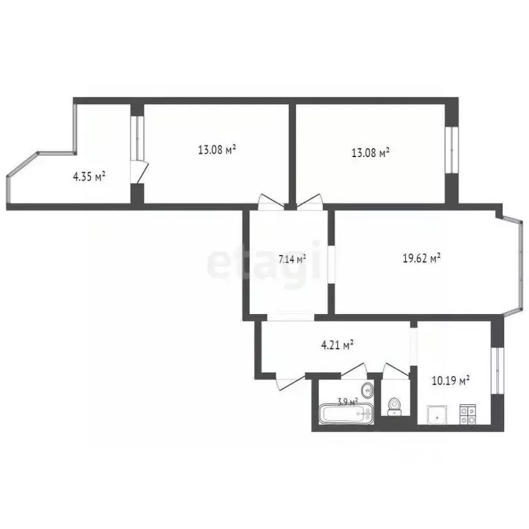 3-к кв. Москва Новомарьинская ул., 12/12К1 (74.9 м) - Фото 1