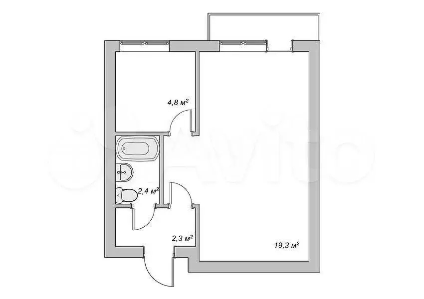 1-к. квартира, 33 м, 1/5 эт. - Фото 0