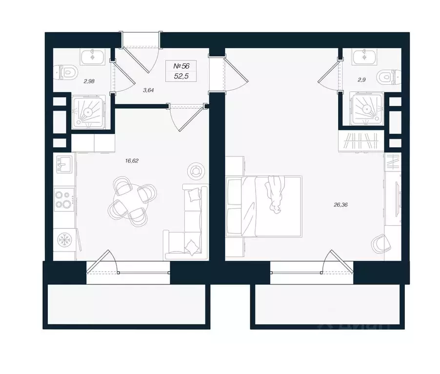 2-к кв. Ленинградская область, Выборгский район, Рощино пгт ул. ... - Фото 1