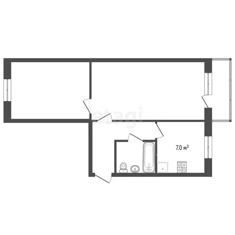 2-комнатная квартира: Лесной, улица Победы, 44 (42 м) - Фото 1