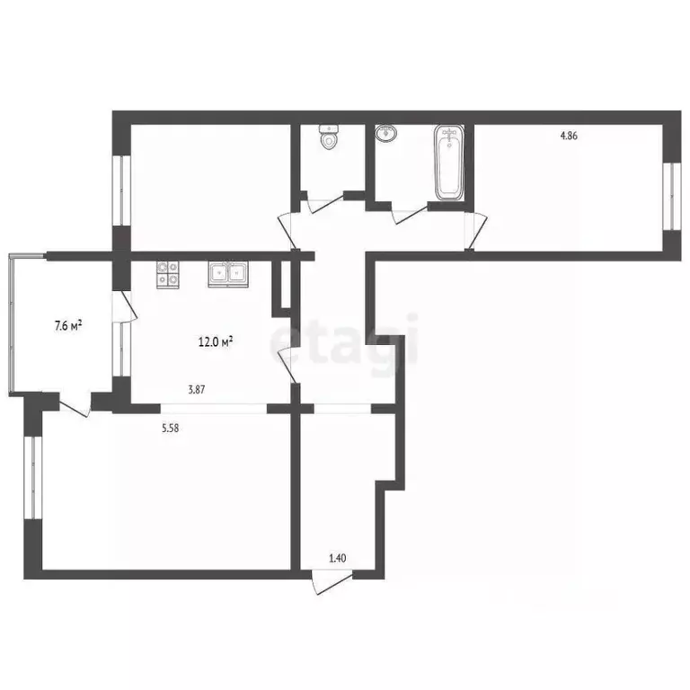 3-к кв. Крым, Симферополь ул. Киевская (95.0 м) - Фото 2