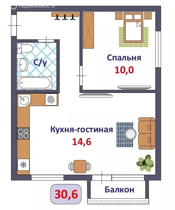 1-комнатная квартира: Киров, Октябрьский проспект, 81А (30.6 м) - Фото 1