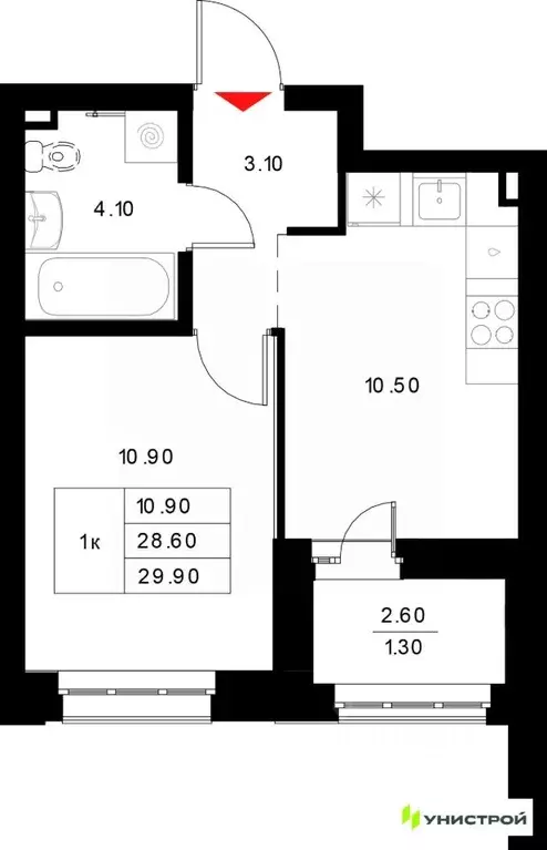 1-к кв. Татарстан, Казань Техническая ул. (29.9 м) - Фото 1