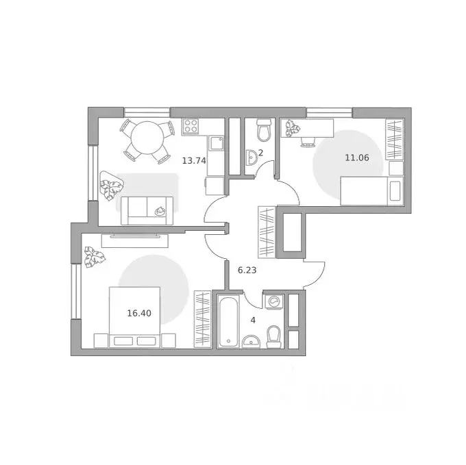 2-к кв. Московская область, Балашиха ул. Дмитриева, 9 (53.43 м) - Фото 1