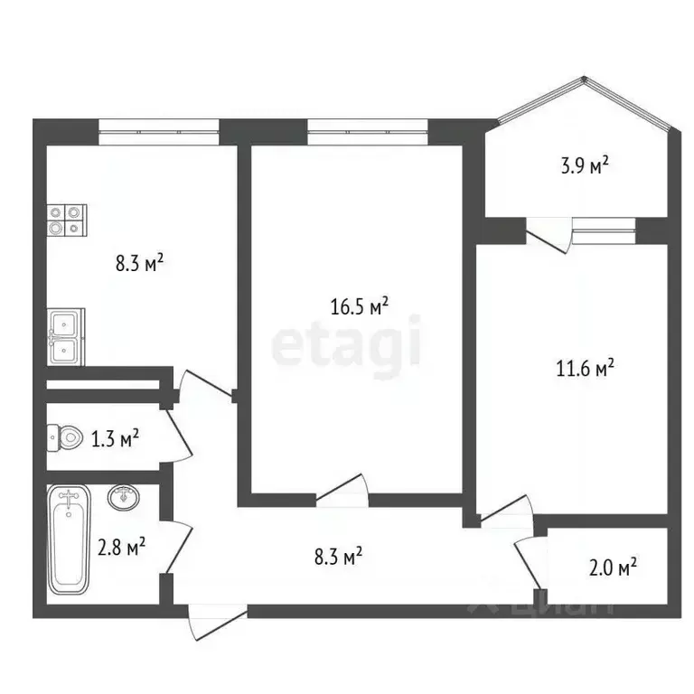 2-к кв. Ростовская область, Ростов-на-Дону ул. Еременко, 54/2 (50.6 м) - Фото 1