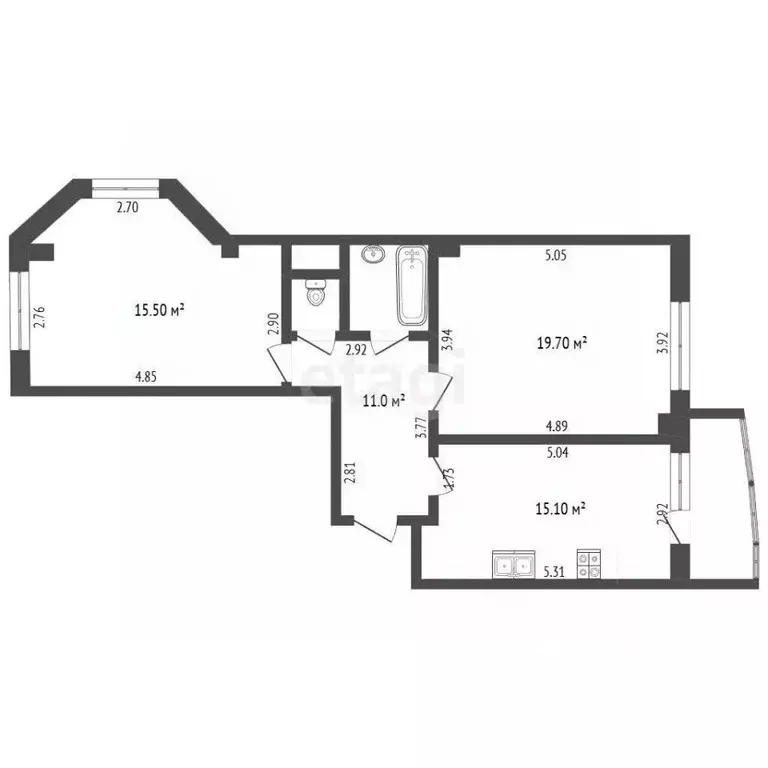 2-к кв. Чувашия, Чебоксары просп. Максима Горького, 8 (21010000.0 м) - Фото 2