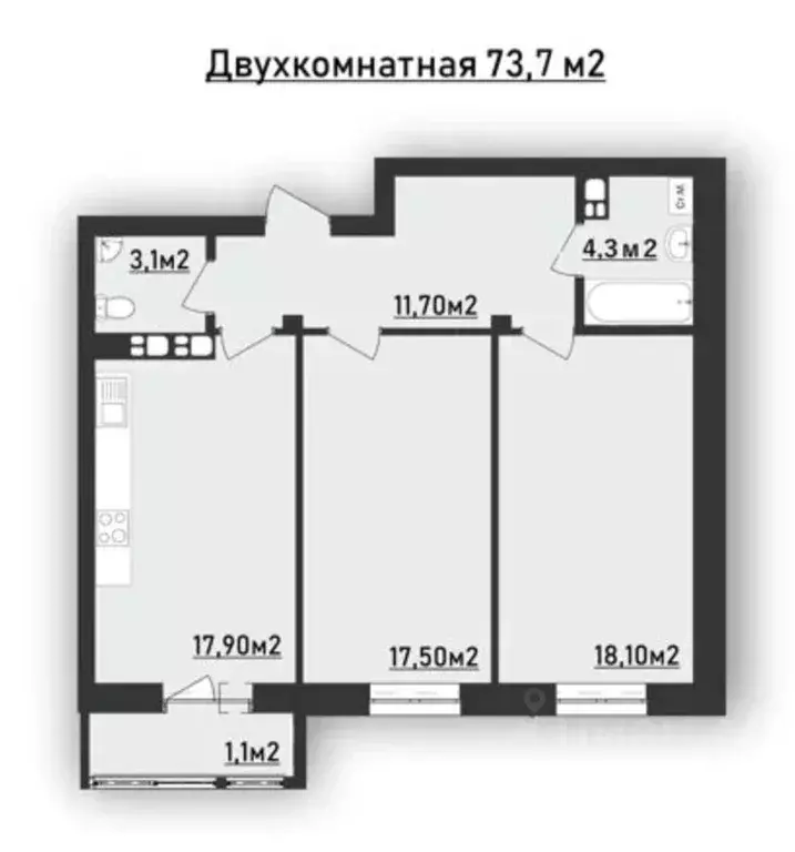 2-к кв. Ханты-Мансийский АО, Ханты-Мансийск Самаровская ул., 4 (76.27 ... - Фото 0