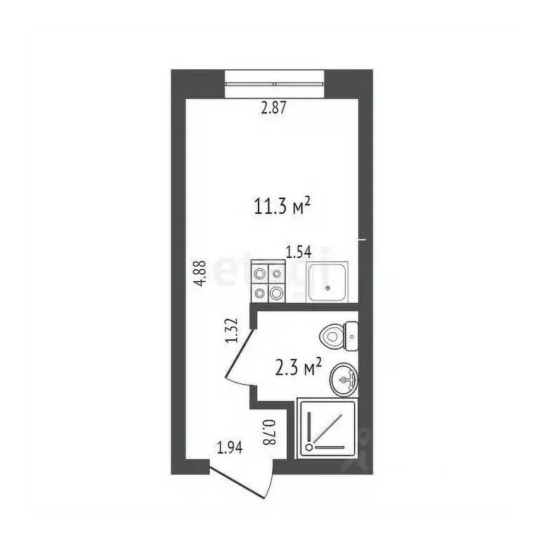 Студия Санкт-Петербург Приморский просп., 6 (17.6 м) - Фото 1