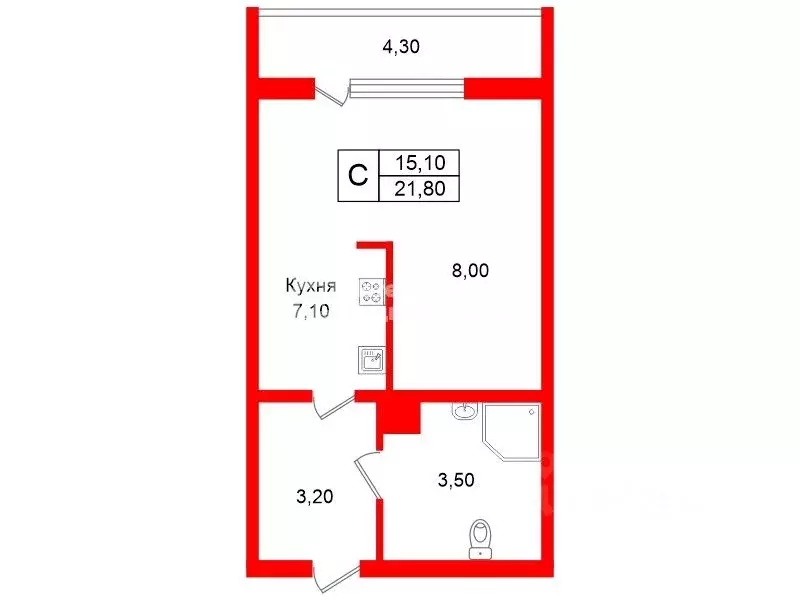Студия Ленинградская область, Мурино Всеволожский район, ул. Шувалова, ... - Фото 2
