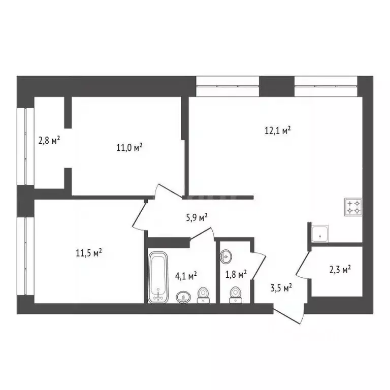 3-к кв. Башкортостан, Уфа ул. Рудольфа Нуреева, 5 (65.3 м) - Фото 1