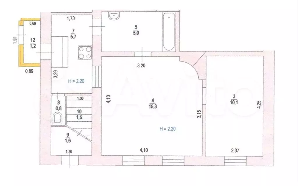 Доля в 2-к. квартире, 36,9 м, 1/2 эт. - Фото 0