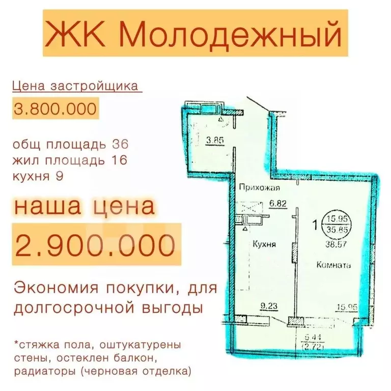 1-к кв. Воронежская область, Воронеж Шилово мкр, ул. Теплоэнергетиков, ... - Фото 1