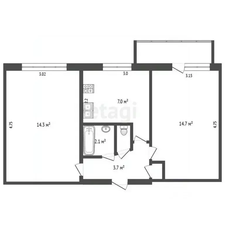 2-к кв. Хабаровский край, Амурск Октябрьский просп., 7 (42.0 м) - Фото 1