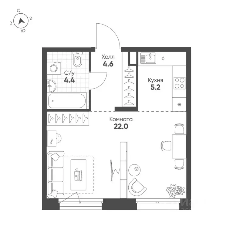 Студия Свердловская область, Екатеринбург Солнечный жилрайон,  (36.2 ... - Фото 1