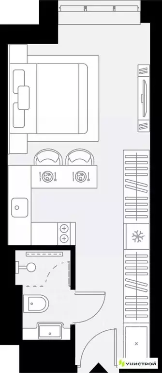 1-к кв. Татарстан, Казань Родины мкр,  (22.29 м) - Фото 1