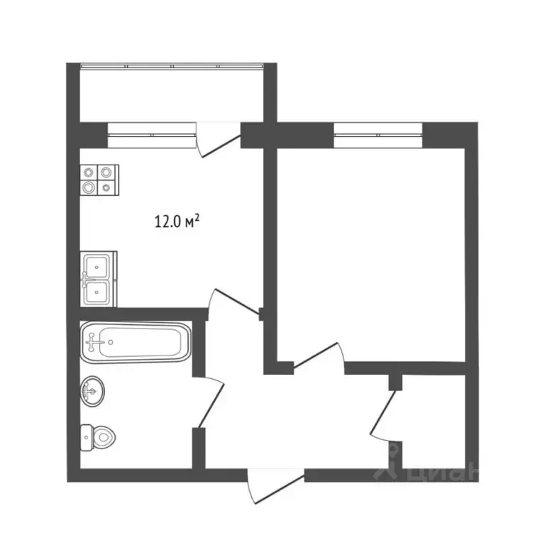 1-к кв. Тюменская область, Тюмень ул. Газопромысловая, 1к1 (38.0 м) - Фото 2