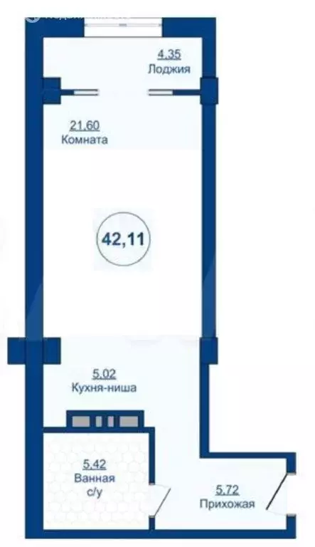 Квартира-студия: Челябинск, жилой комплекс Западный Луч (42.39 м) - Фото 1
