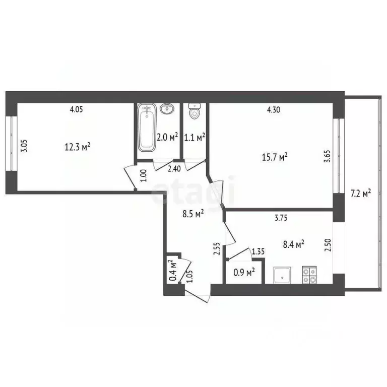 2-к кв. Калужская область, Сухиничи ул. Ленина, 121 (56.5 м) - Фото 1