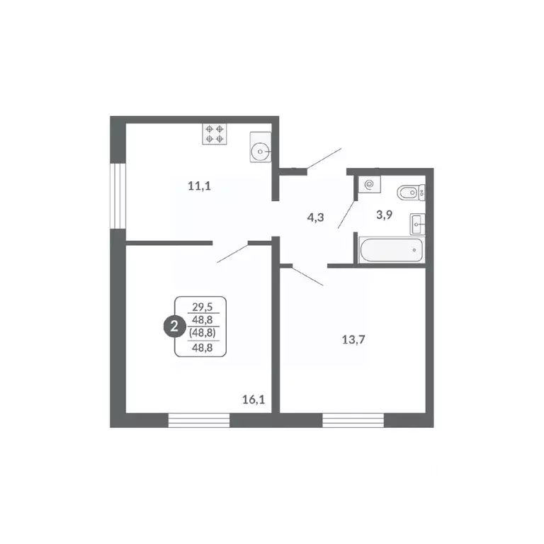 2-к кв. Кировская область, Киров ул. Пушкина, 25 (48.8 м) - Фото 1