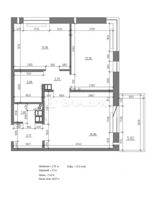 3-к кв. Карелия, Петрозаводск пл. Литейная, 5 (57.2 м) - Фото 2
