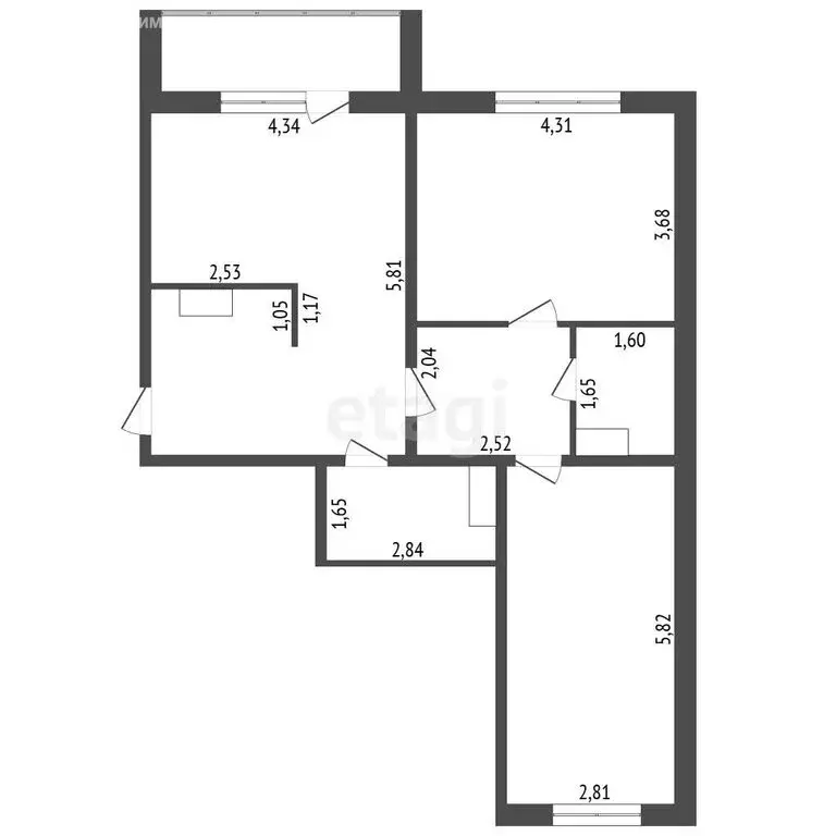 2-комнатная квартира: Чебаркуль, улица Заря, 33 (68.2 м) - Фото 1