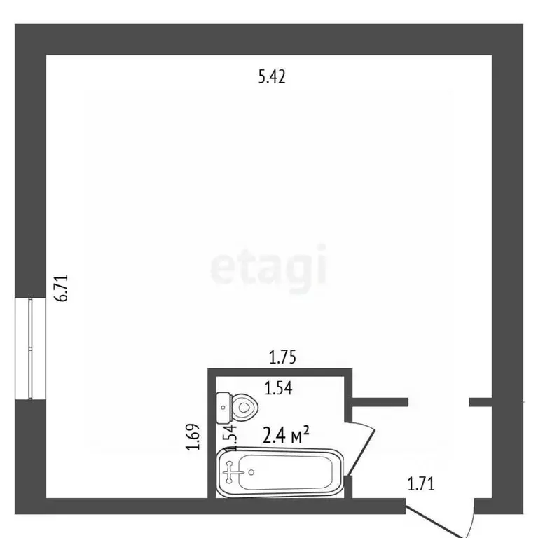 Студия Тюменская область, Тюмень ул. Бабарынка, 65 (30.9 м) - Фото 2