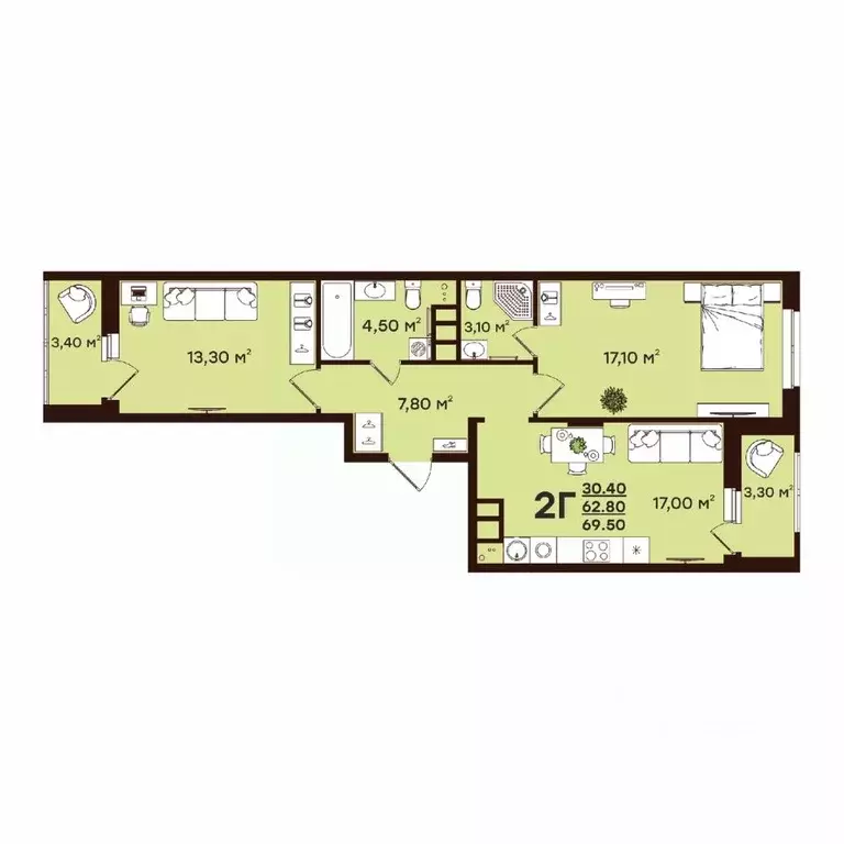 2-к кв. Владимирская область, Владимир ул. Чайковского, 7 (69.5 м) - Фото 1