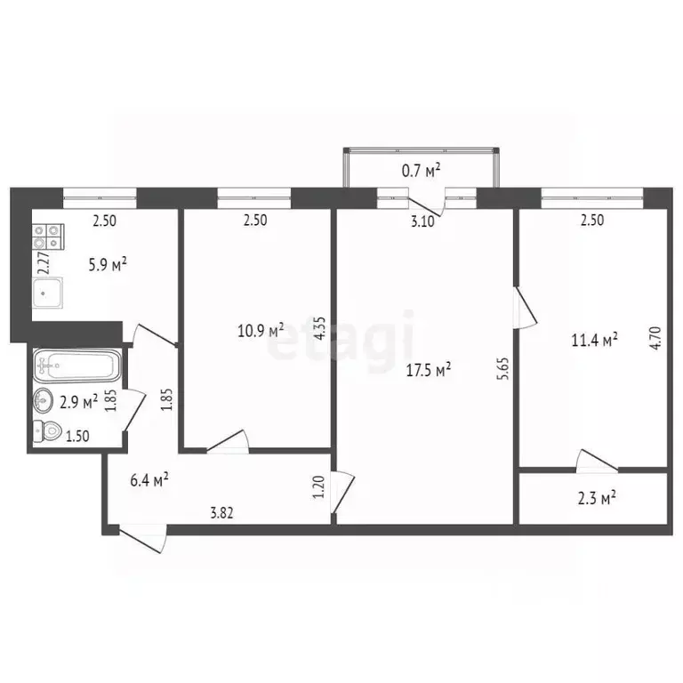 3-к кв. Мордовия, Саранск ул. Веселовского, 36 (57.3 м) - Фото 1