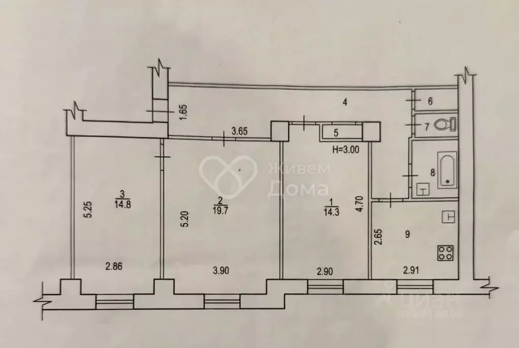 3-к кв. Волгоградская область, Волгоград ул. Шурухина, 13 (76.6 м) - Фото 2