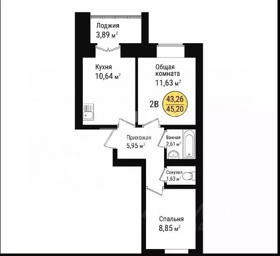 2-к кв. Марий Эл, Медведево городское поселение, Медведево пгт ул. ... - Фото 2