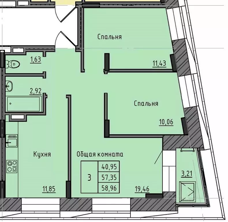 3-к кв. Саха (Якутия), Якутск 37-й кв-л,  (58.96 м) - Фото 0