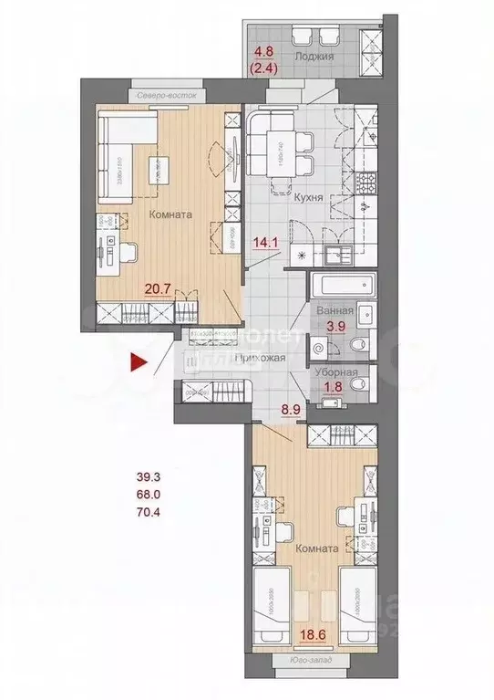 2-к кв. Новгородская область, Великий Новгород Каберова-Власьевская ... - Фото 2