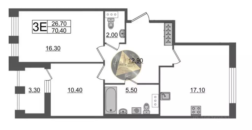 2-к кв. Санкт-Петербург Манчестерская ул., 5к1 (70.4 м) - Фото 1