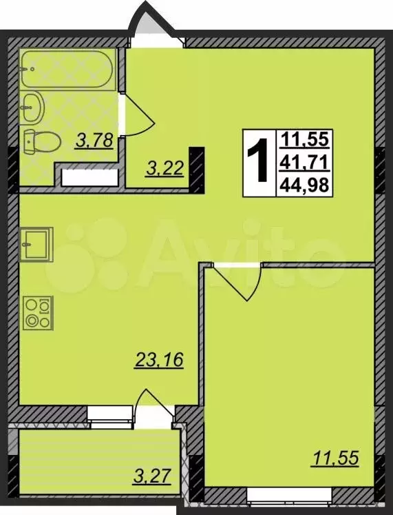 1-к. квартира, 45 м, 1/8 эт. - Фото 0