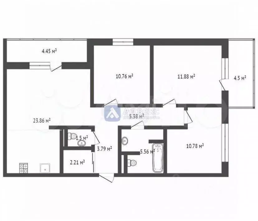 3-к кв. Тюменская область, Тюмень ул. Ю.-Р.Г. Эрвье, 30к4 (76.0 м) - Фото 1