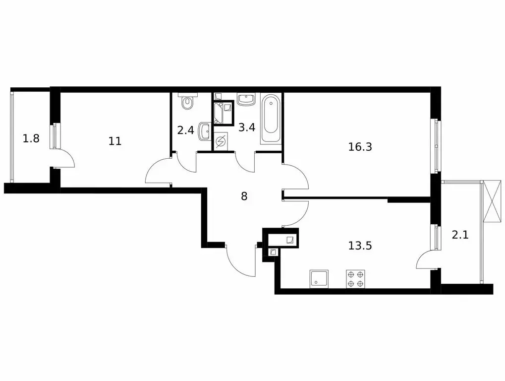 2-комнатная квартира: Москва, Муравская улица, 44к2 (58.5 м) - Фото 1