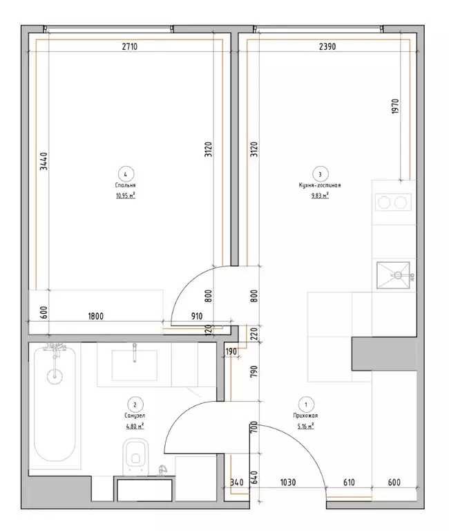 1-к кв. Москва Малая Почтовая ул., 12 (31.4 м) - Фото 2